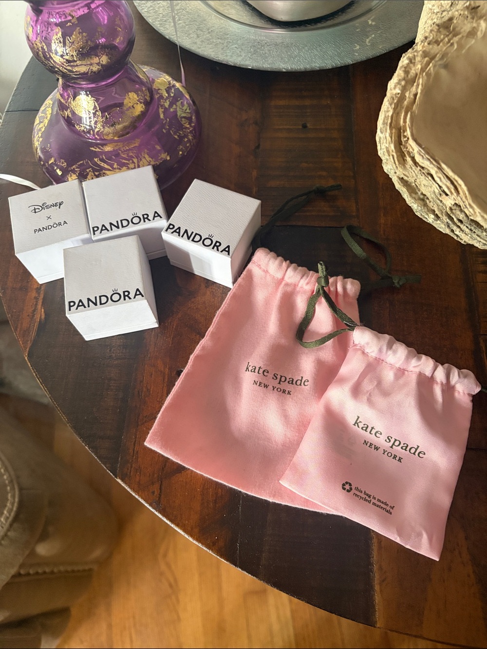 Empty Pandora White Boxes & Empty Pink Kate Spade Pouches